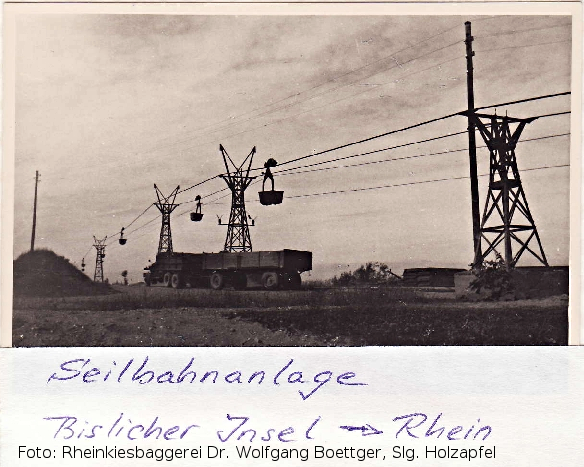 Seilbahn der Kiesgesellschaft Wesel/Rheinkies-Baggerei Dr. Wolfgang Boettger auf der Bislicher Insel