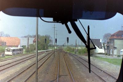 Xanten, Mai 1986. Blick auf die Ausfahrt Richtung Marienbaum/Kleve